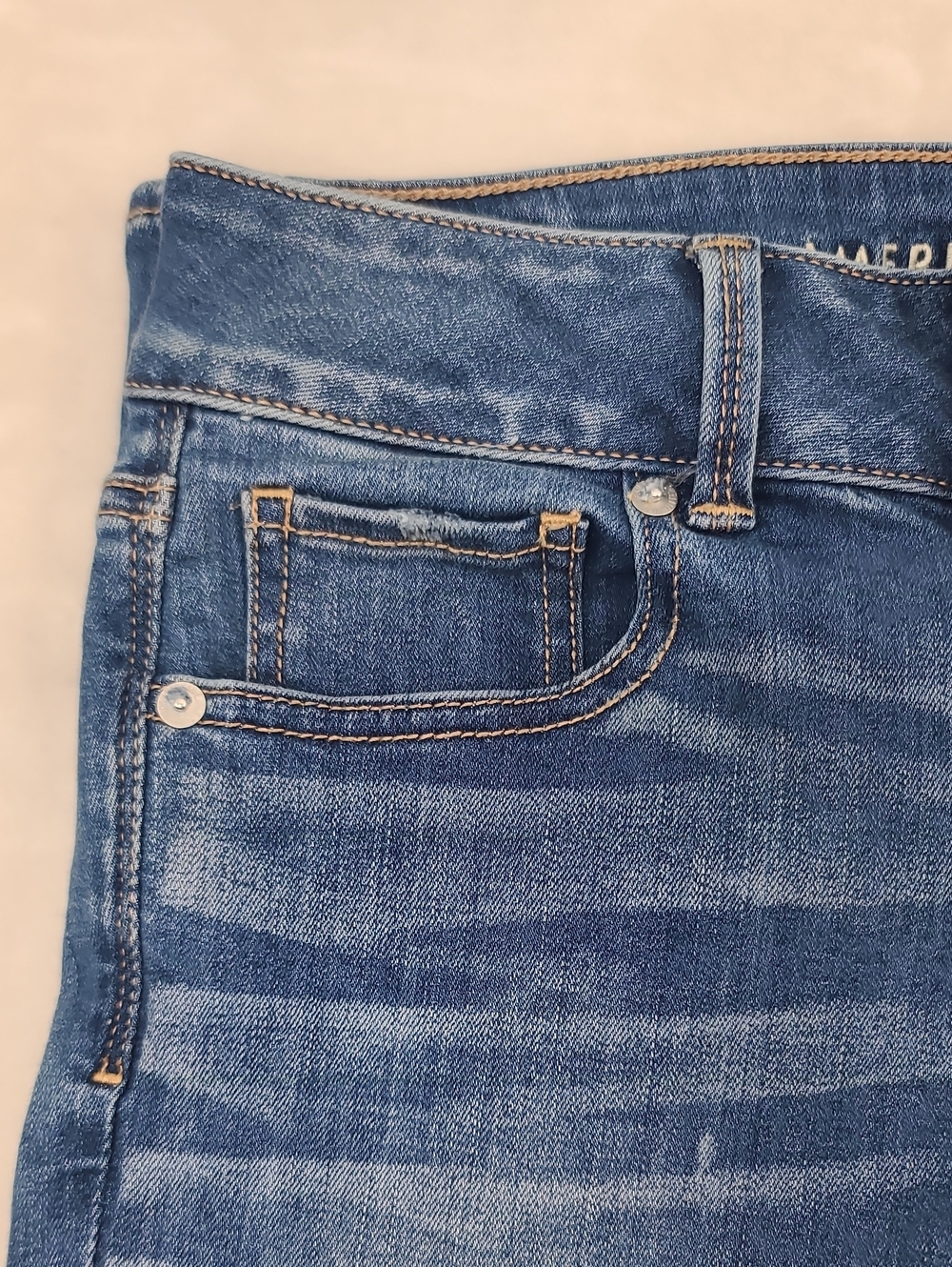 AE Next Level Artist Stretch Cotton Denim Low Rise Straight Crop Leg Jean Blue - Picture 11 of 17